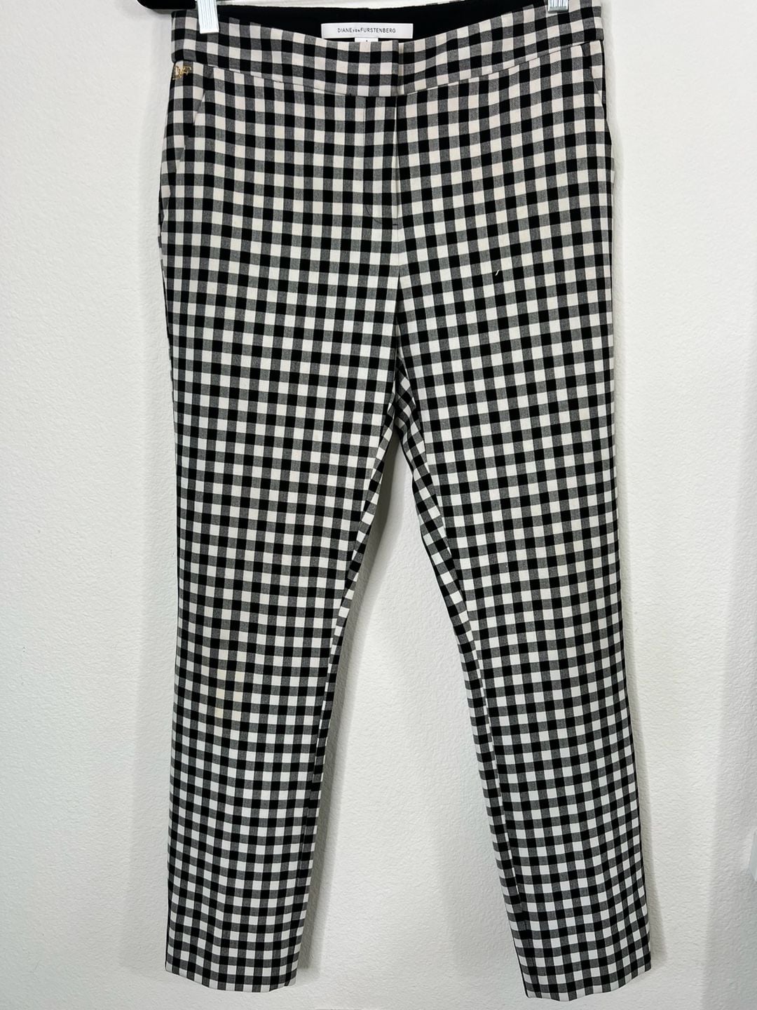 Diane von Furstenberg Black and White Gingham Ankle Pants 2
