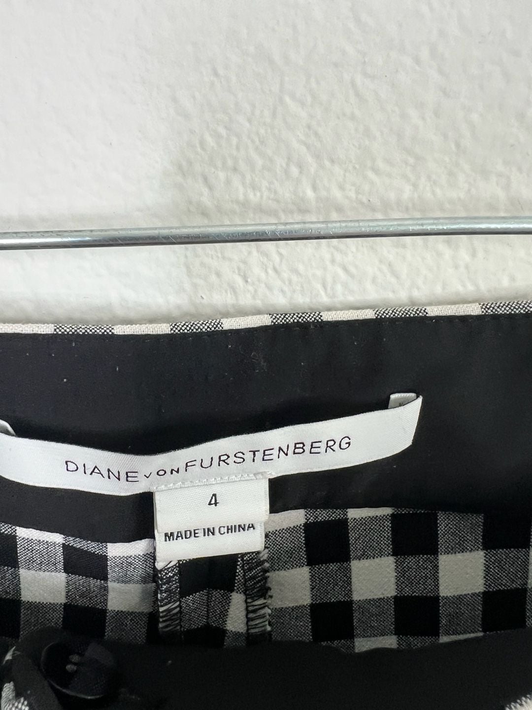 Diane von Furstenberg Black and White Gingham Ankle Pants 4