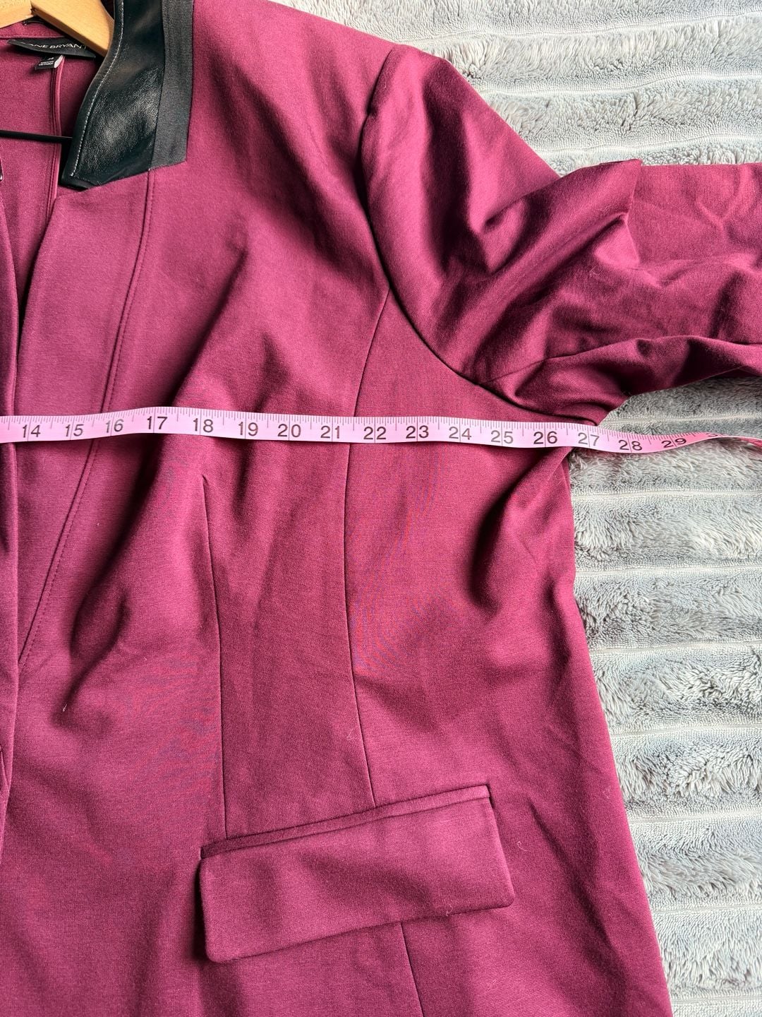Lane Bryant The Bryant Blazer Size 28 Burgundy Faux Black Leather Trim Workwear 6