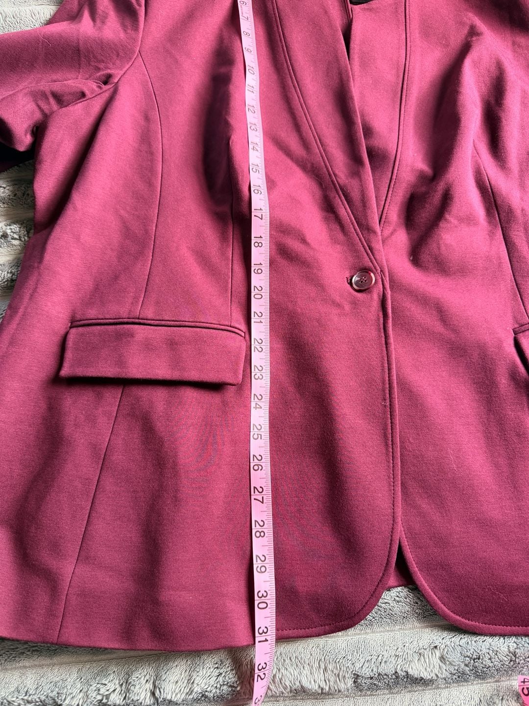 Lane Bryant The Bryant Blazer Size 28 Burgundy Faux Black Leather Trim Workwear 7