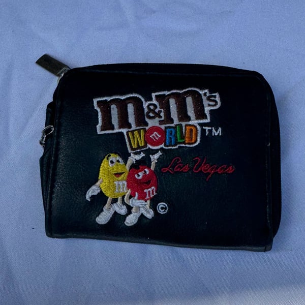 M&M's World Las Vegas Embroidered Black Zippered Coin Purse/Wallet