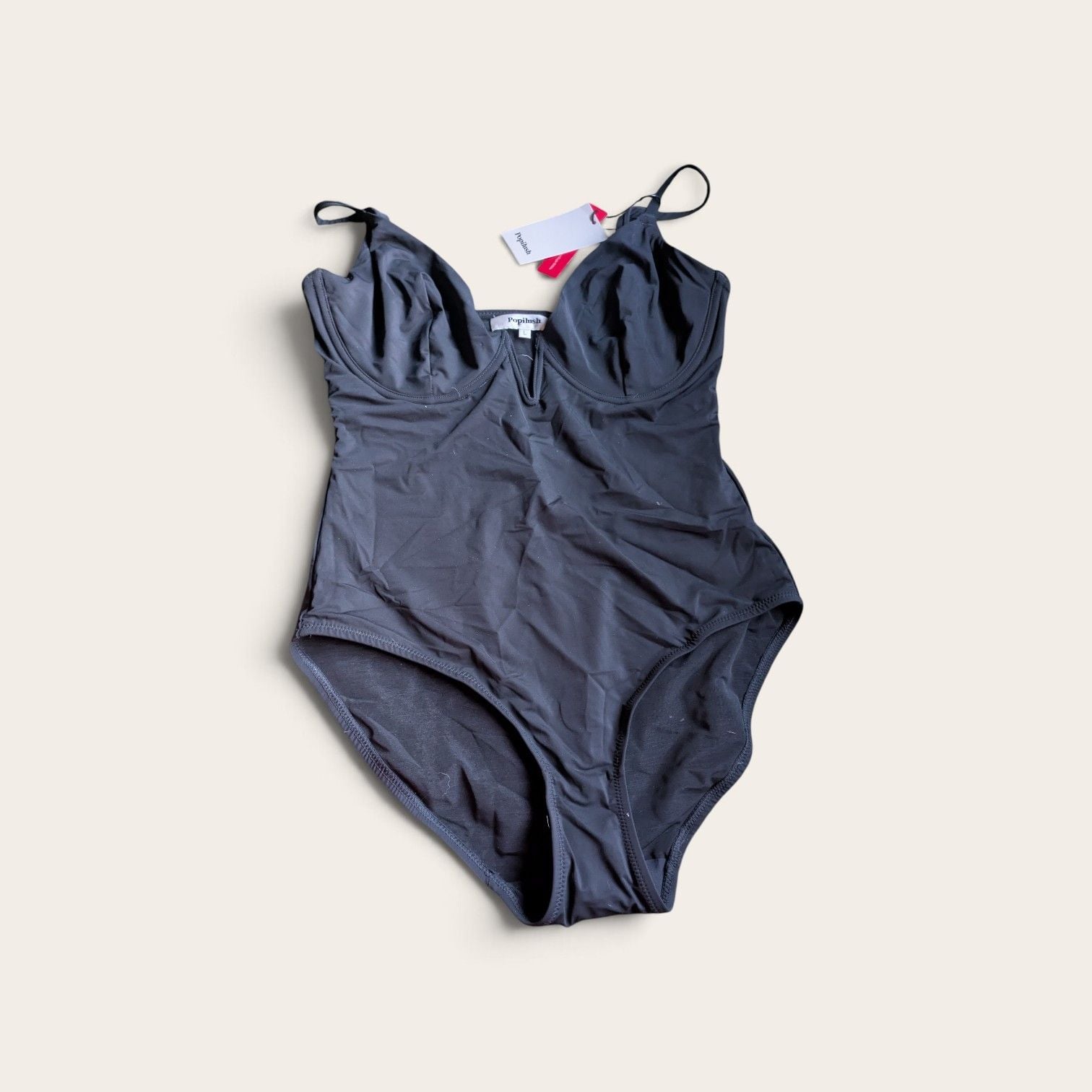Popilush Women's Black One-Piece Underwire Swimsuit 1