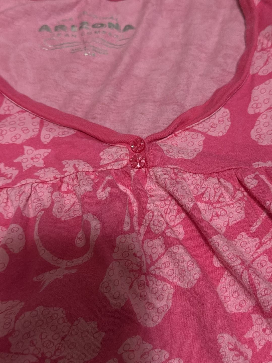 Arizona Jean Company Pink Floral Cap Sleeve Empire Waist Top 3