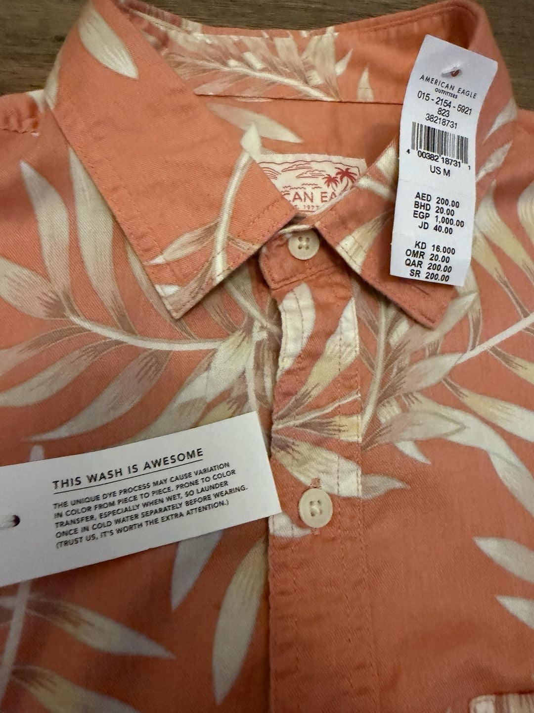 American Eagle Tropical Button-Down Resort Shirt 7