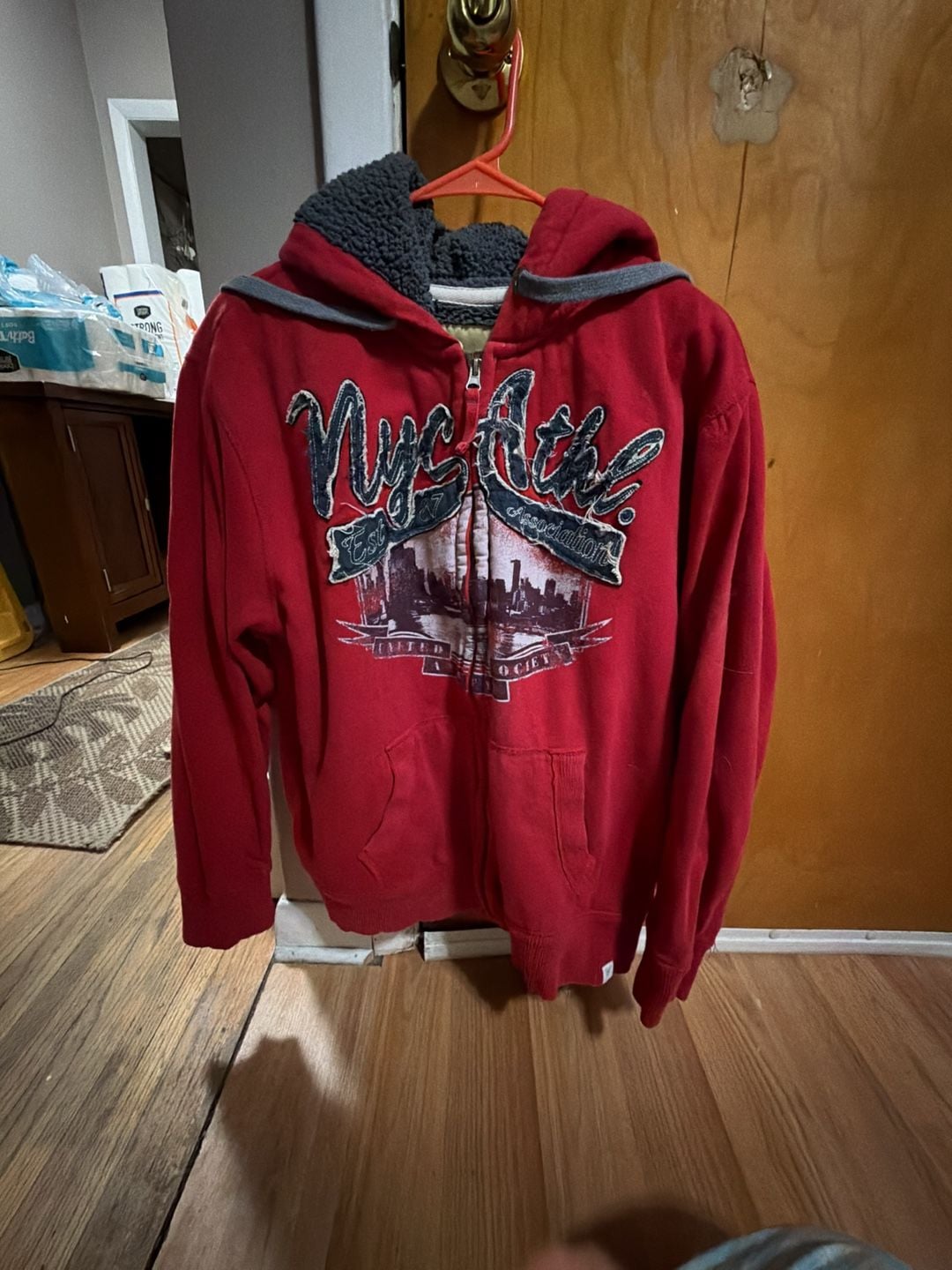 Roebuck & Co. NYC Athletic Association Distressed Sherpa-Lined Zip Hoodie 1