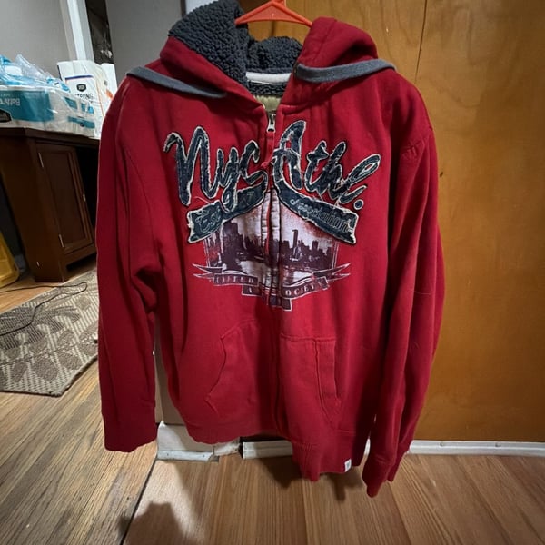 Roebuck & Co. NYC Athletic Association Distressed Sherpa-Lined Zip Hoodie