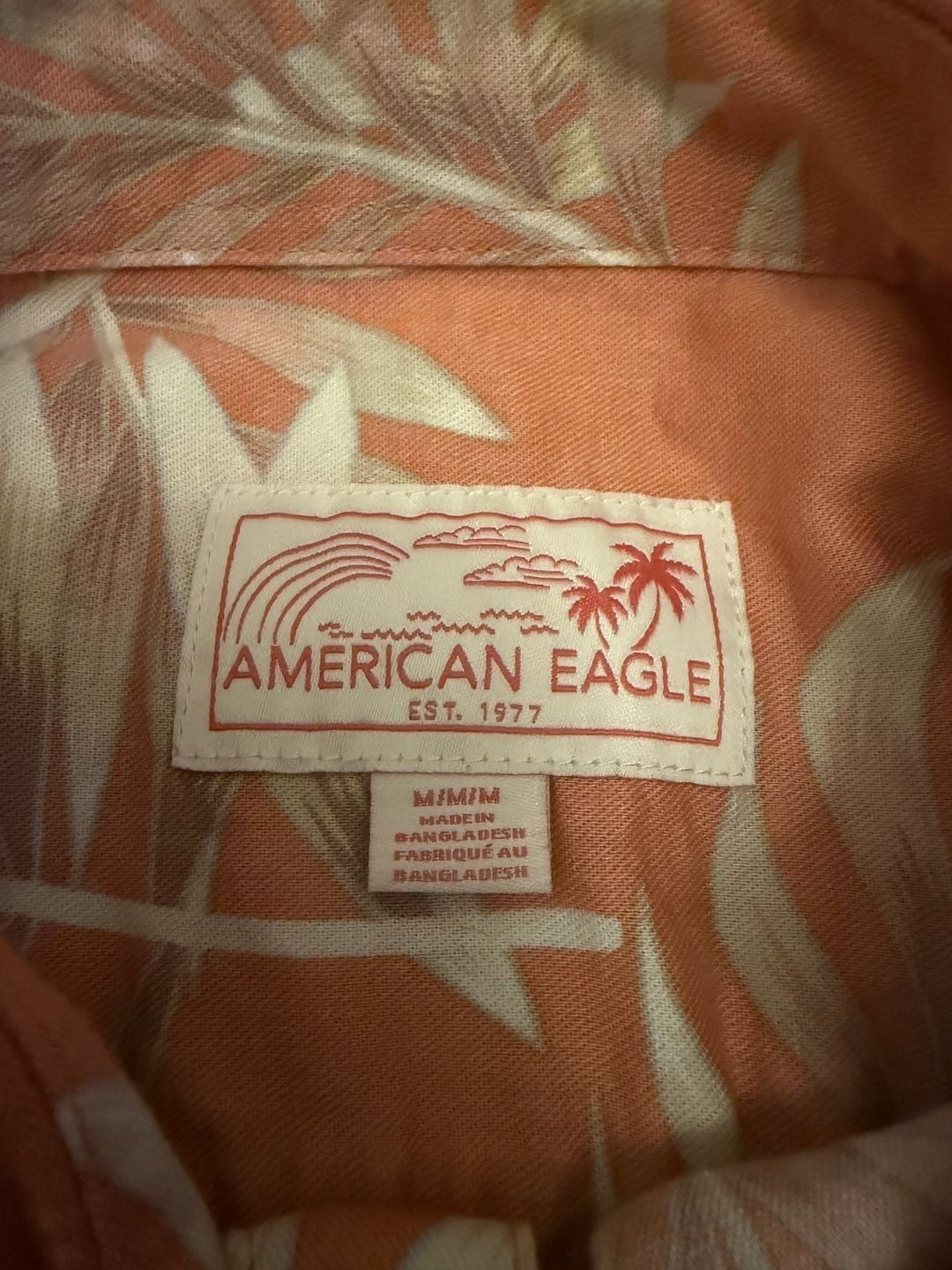 American Eagle Tropical Button-Down Resort Shirt 5