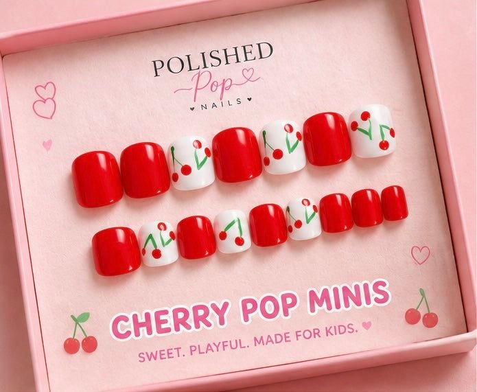 Polished Pop Nails Cherry Pop Minis Press-On Nails for Kids 1