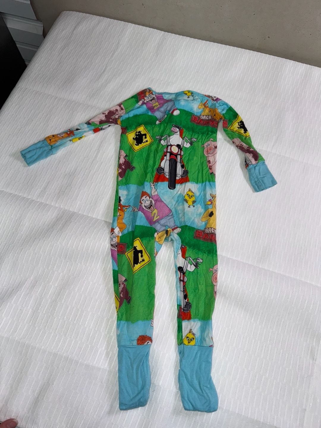 Snug Bugs Co. Barnyard Animal Print Bamboo Zip-Up Footie Pajamas 4