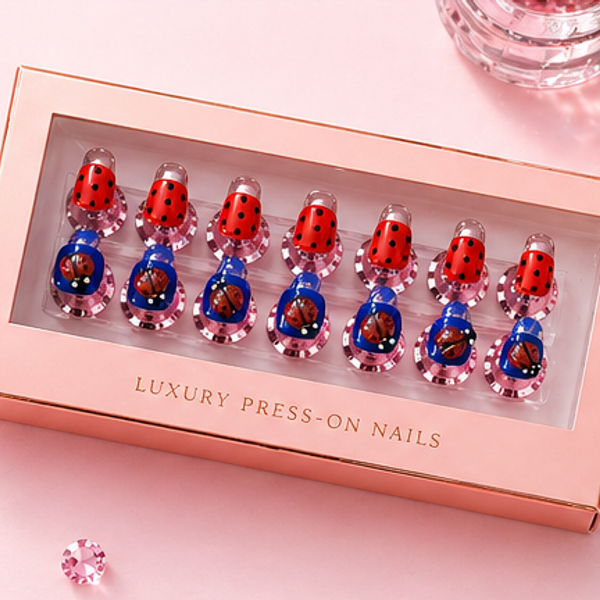 Polished Pop Ladybug and Polka Dot Luxury Press-On Nails