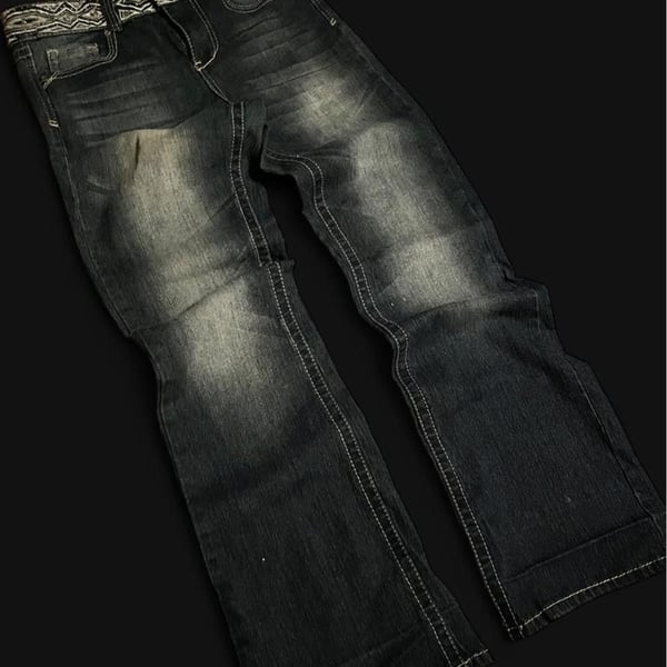 Angels Jeans Y2K Women's Dark Wash Embroidered Flare Leg Jeans
