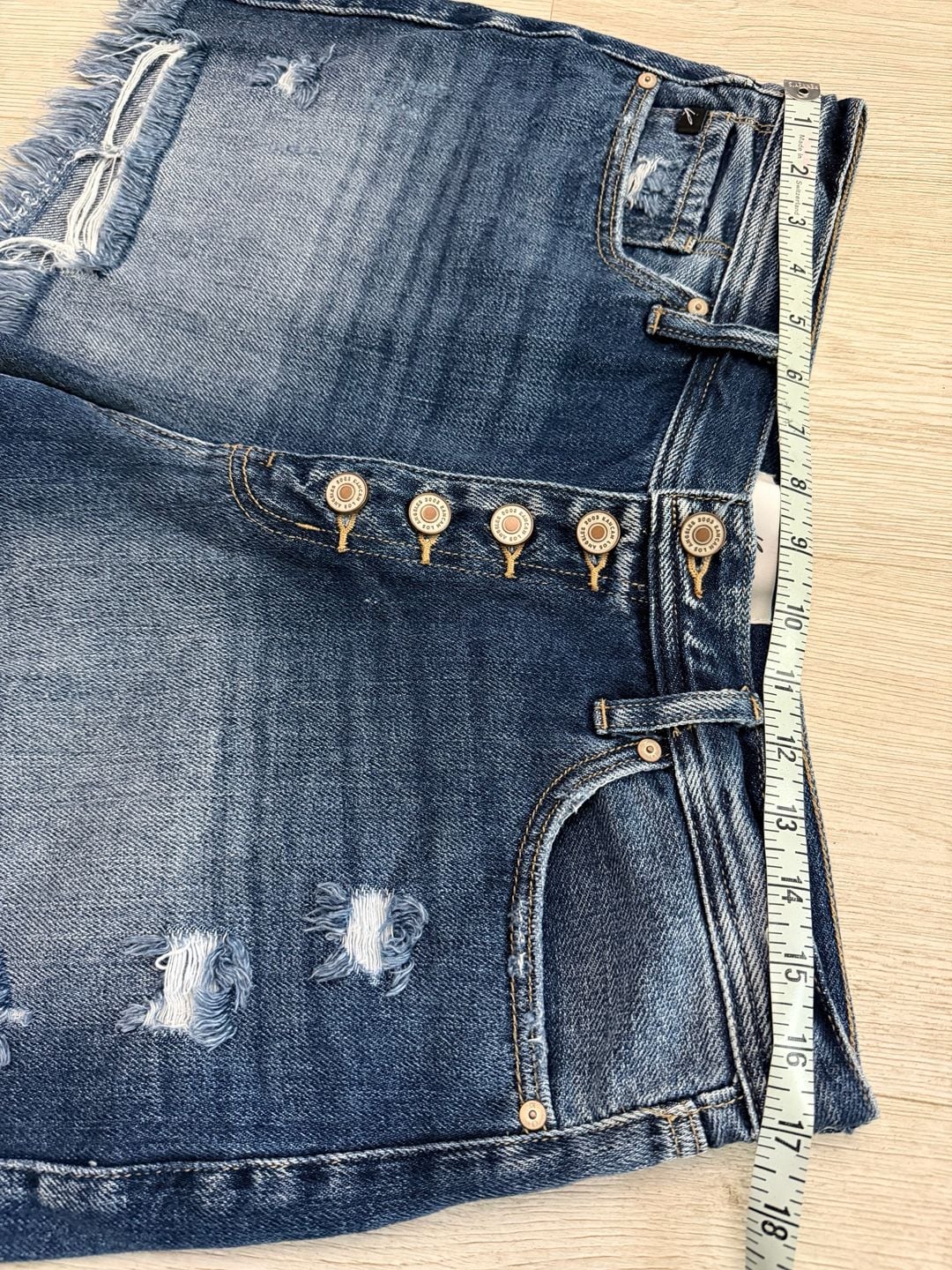 KanCan High Rise Distressed Denim Shorts Size XL 5