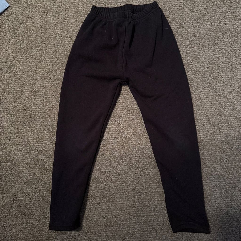 Solid Black Elastic Waist Active Sweatpants Joggers 1
