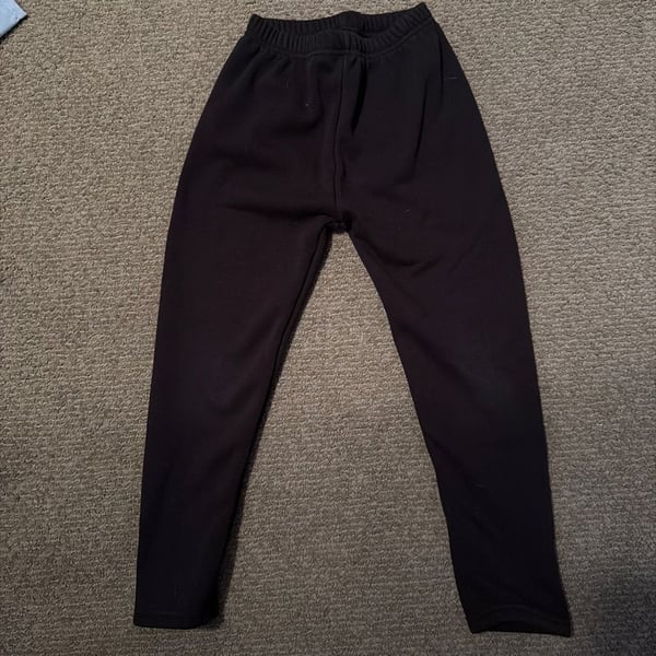 Solid Black Elastic Waist Active Sweatpants Joggers