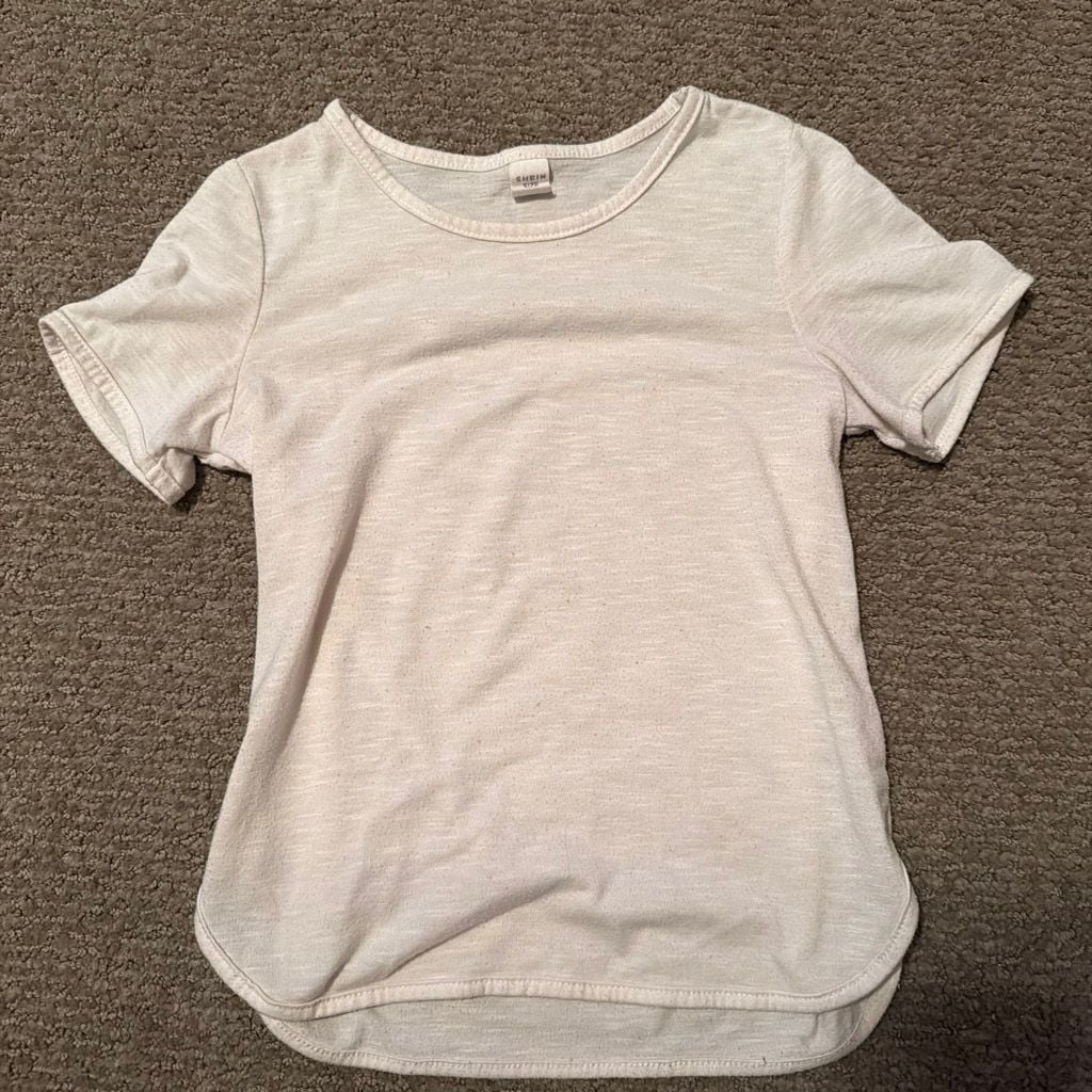 SHEIN Girls Neutral Heathered Round Neck Short Sleeve T-Shirt 1