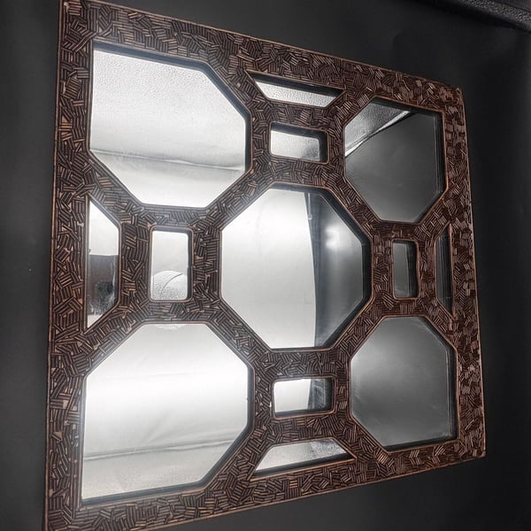 Pier 1 Imports Square Wall Mirror with Bronze Beaded Lattice Frame
