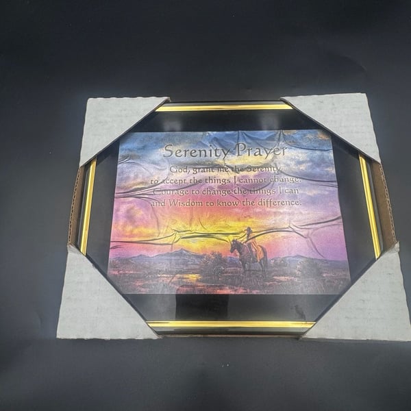 Serenity Prayer Cowboy Landscape Framed Wall Art
