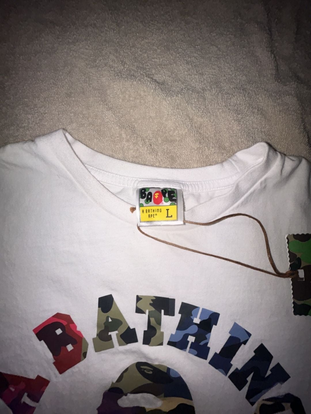A Bathing Ape Multi-Color Camo College Logo Graphic T-Shirt 3