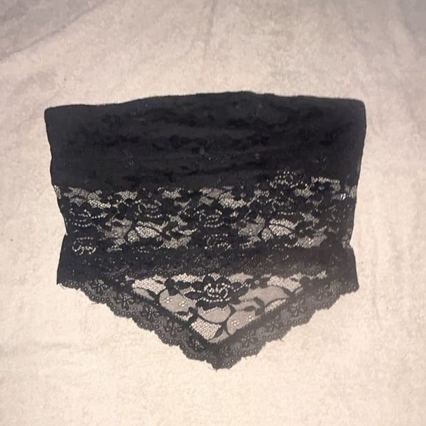 Intimately Free People Black Floral Lace Bandeau Bra Top