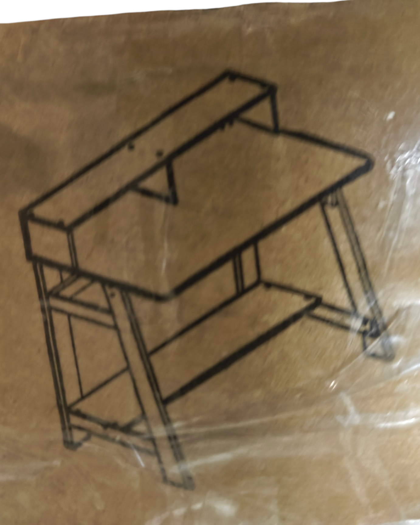 Brand New in box A Frame Computer Desk, Dark Walnut Riser Foot Rest Bottom Shelf 7