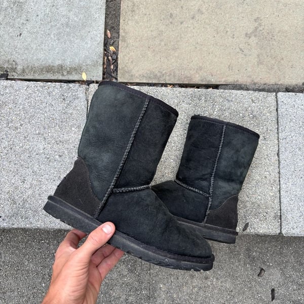 UGG Classic Short II Boots in Black Suede Women’s size 6