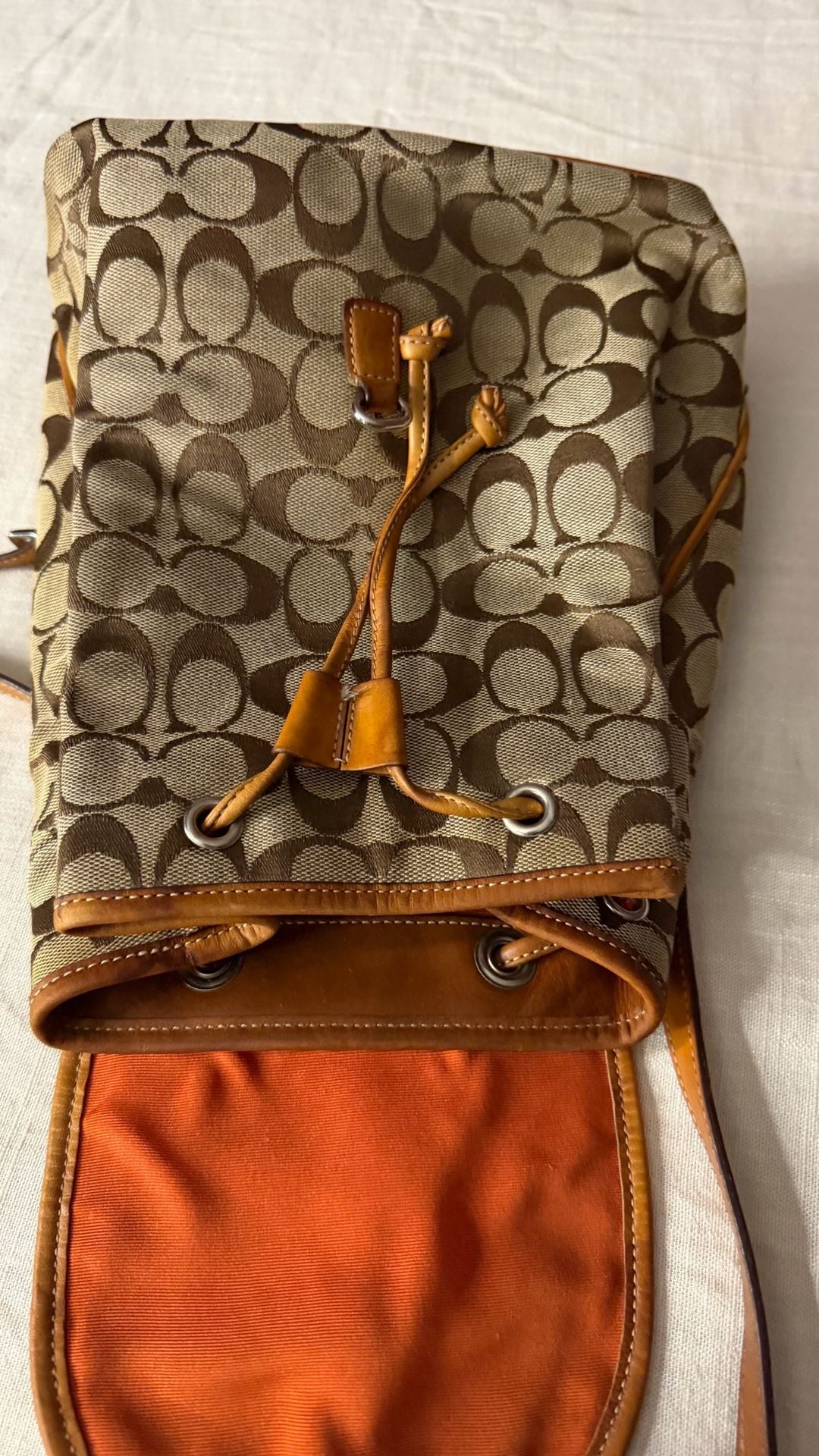 Coach Signature C Jacquard Canvas and Leather Small Backpack 9