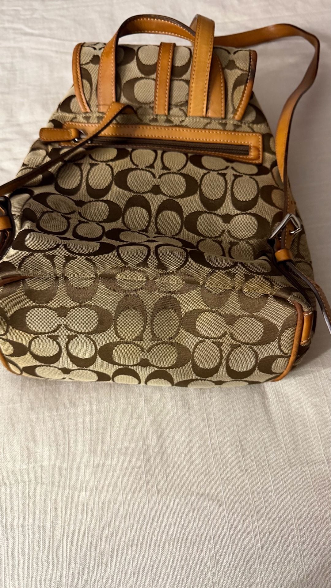 Coach Signature C Jacquard Canvas and Leather Small Backpack 14