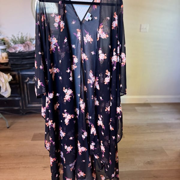 LuLaRoe Floral Sheer Open-Front Kimono Duster