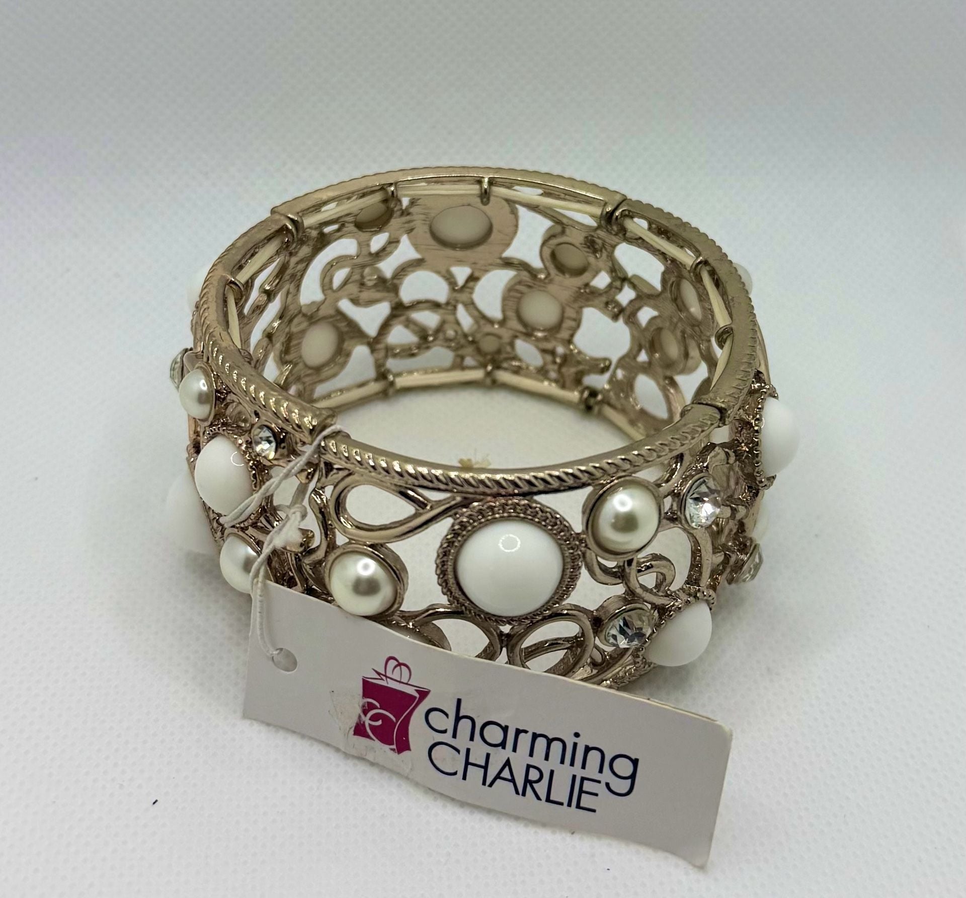 Charming Charlie Golden Age Collection Gold-Tone Stretch Bracelet 2