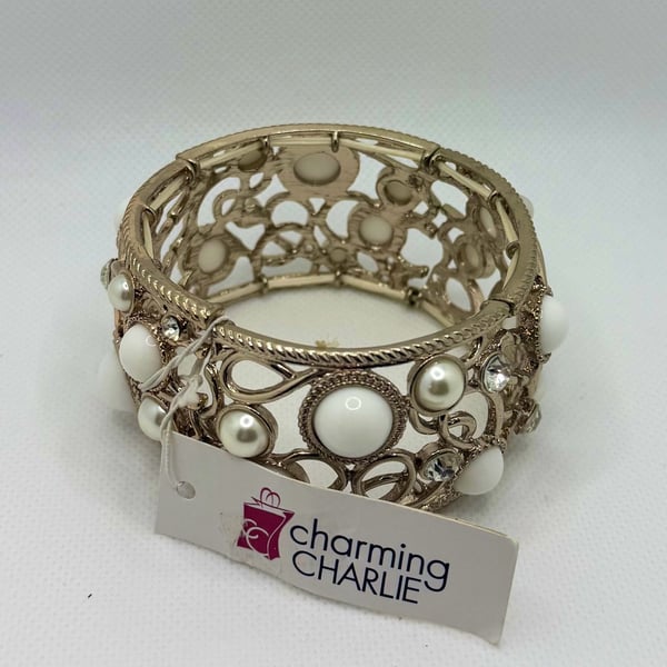Charming Charlie Golden Age Collection Gold-Tone Stretch Bracelet