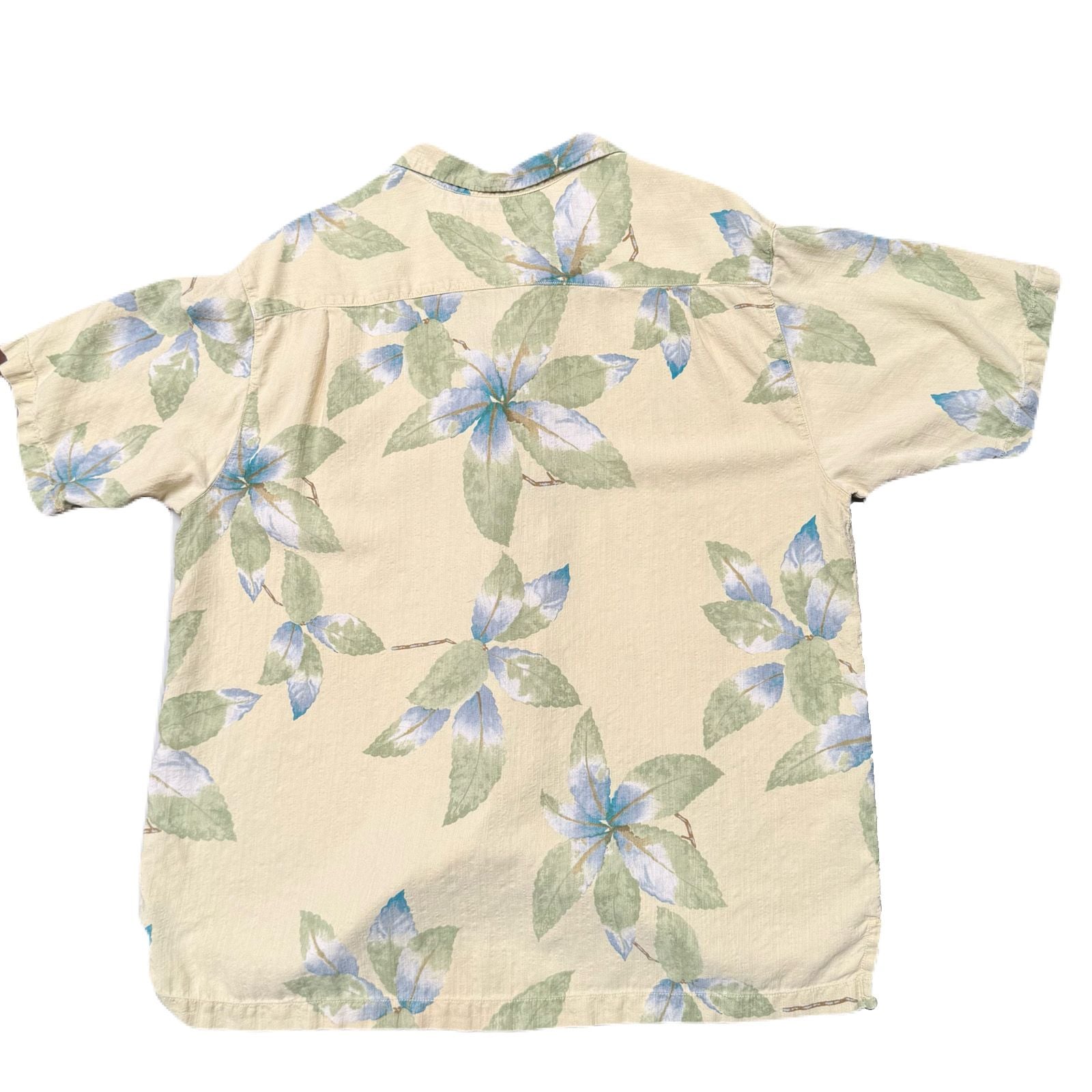 Vtg Tommy Bahama Shirt Mens XL 100% Silk Hawaiian Camp Cream Tropical Leaf Y2K 4