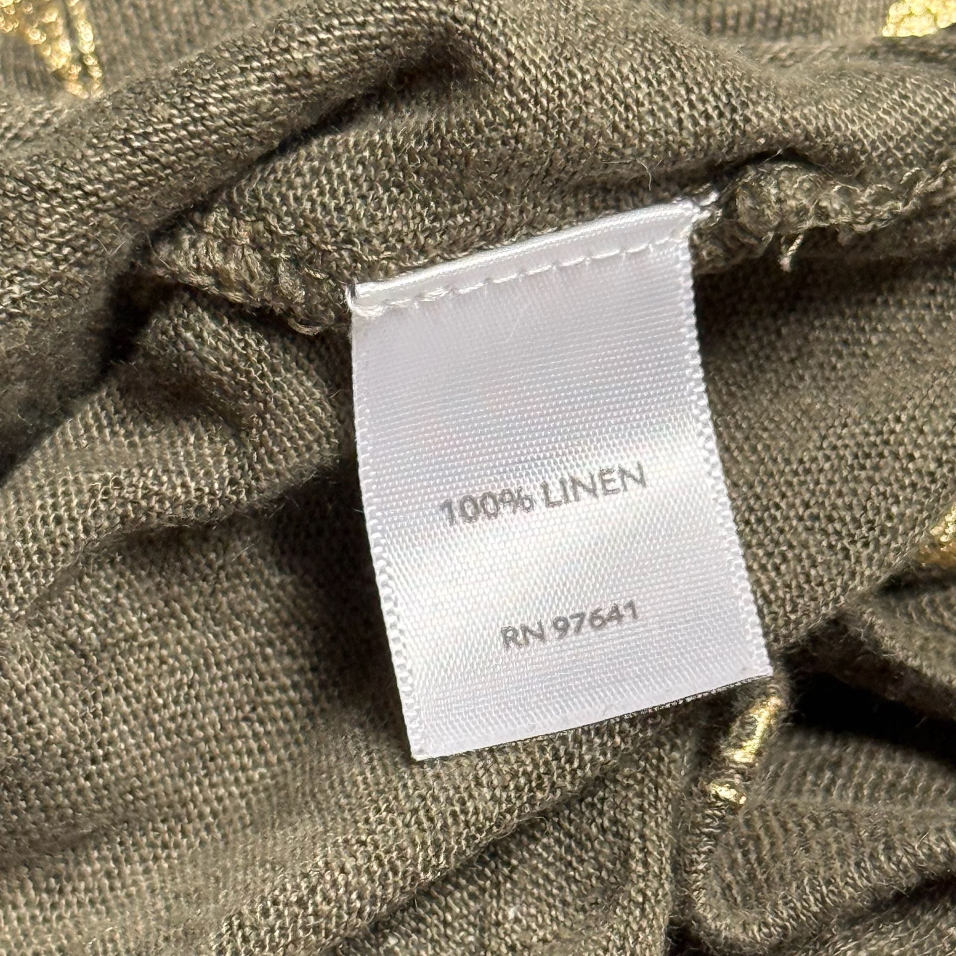 J. Jill Love Linen Shirt Womens L Boxy Short Tee Olive Green Gold Seahorse Top 9