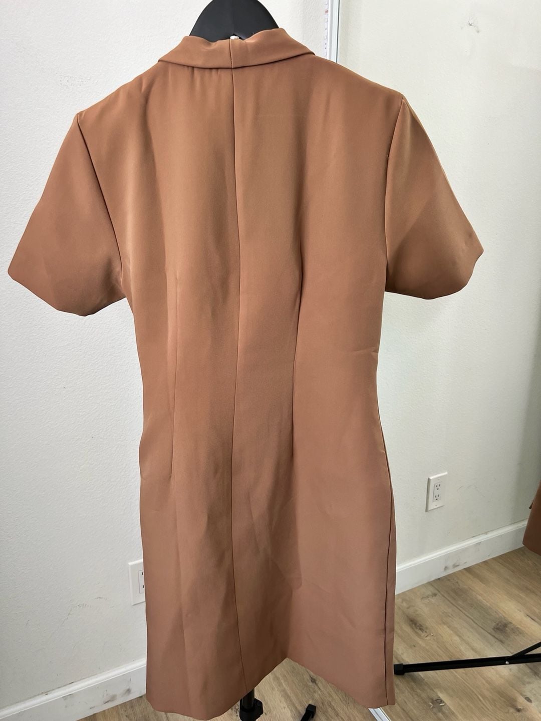 Mave Short Sleeve Wrap-Style Blazer Mini Dress in Brown 3