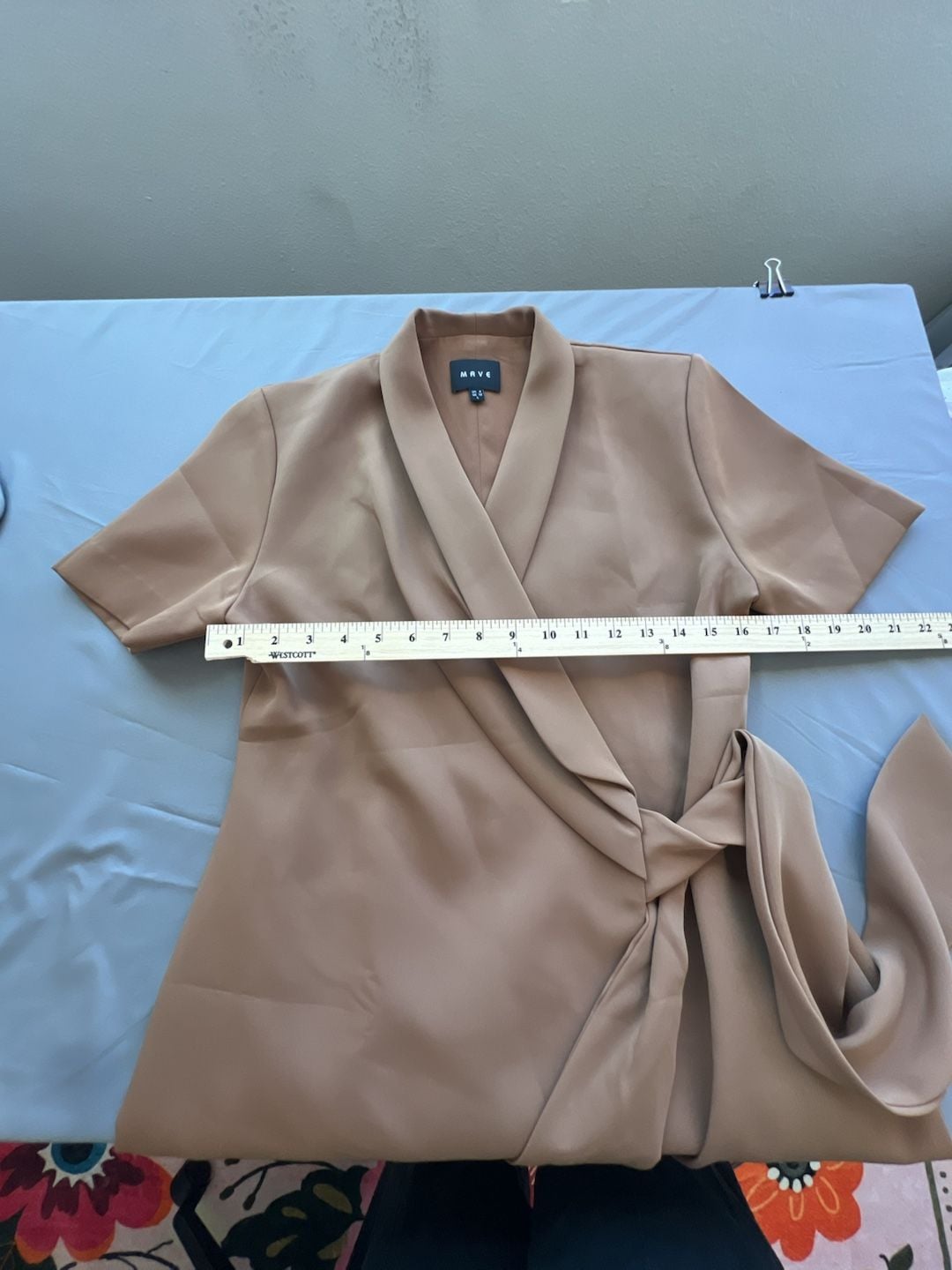 Mave Short Sleeve Wrap-Style Blazer Mini Dress in Brown 6