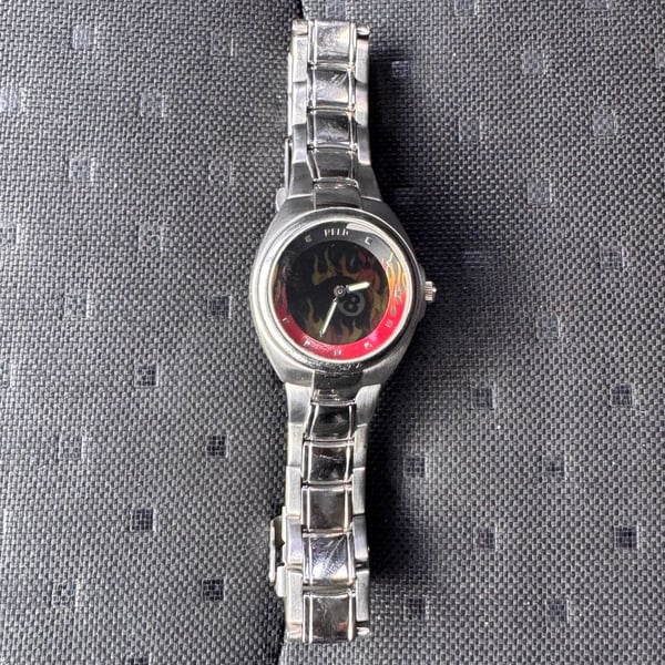Y2K Relic by Fossil 8-Ball Fire Flame Graphic Watch