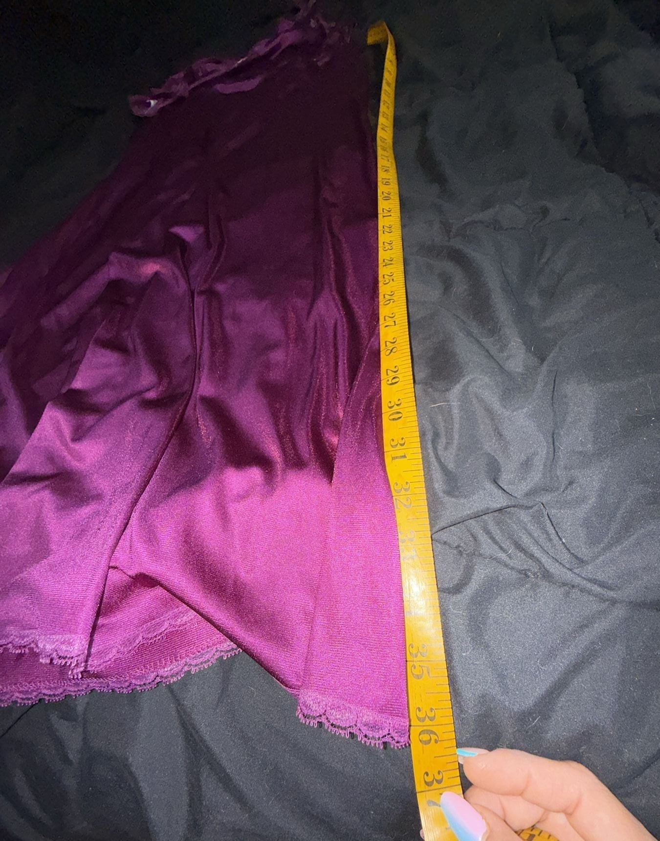Vintage Vanity Fair Petites Purple Nylon Lace Trim Slip Nightgown Size L 5