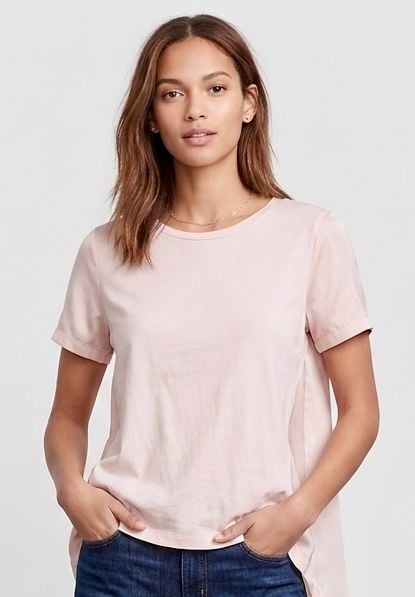 J.Crew Pink Pleated Back Silk-Front Short Sleeve Tee, Style C2420 2