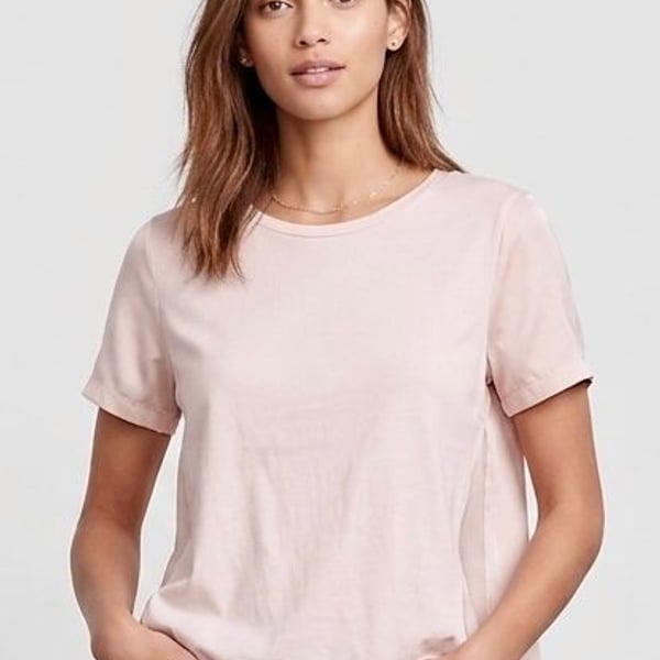 J.Crew Pink Pleated Back Silk-Front Short Sleeve Tee, Style C2420