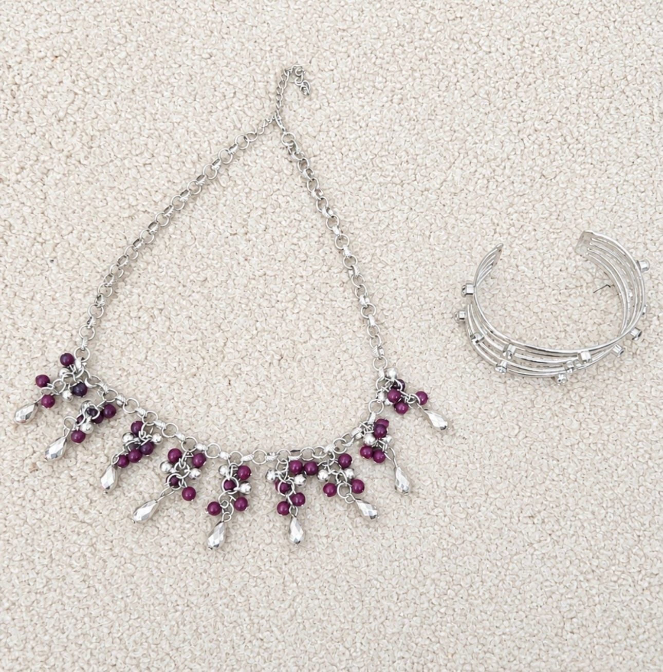 Paparazzi Purple Necklace & Sugarlicious Sparkle Silver Wrap Bracelet Set 7