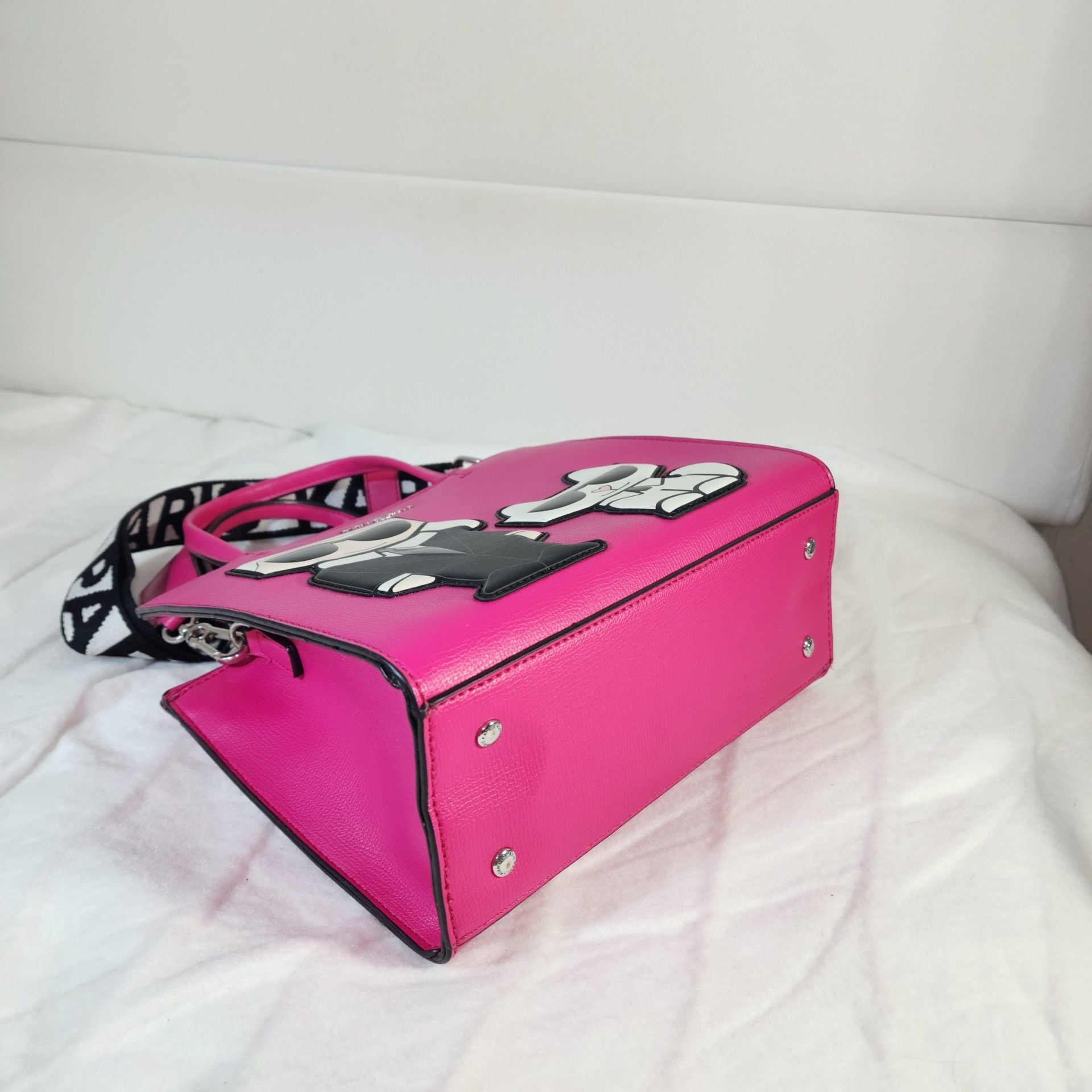 Karl Lagerfeld Paris Maybelle Choupette Satchel Fuchsia Crossbody  Bag NWOT+ Dust Bag 9