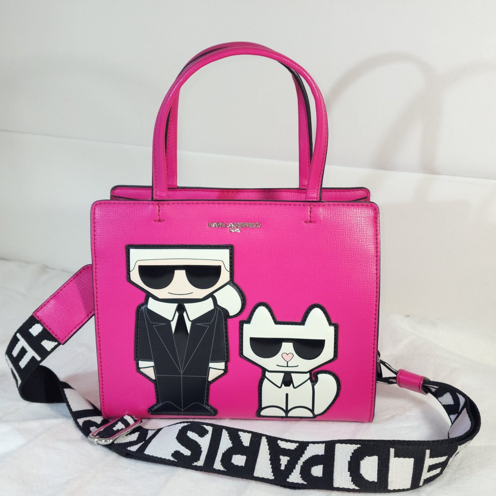 Karl Lagerfeld Paris Maybelle Choupette Satchel Fuchsia Crossbody  Bag NWOT+ Dust Bag 10