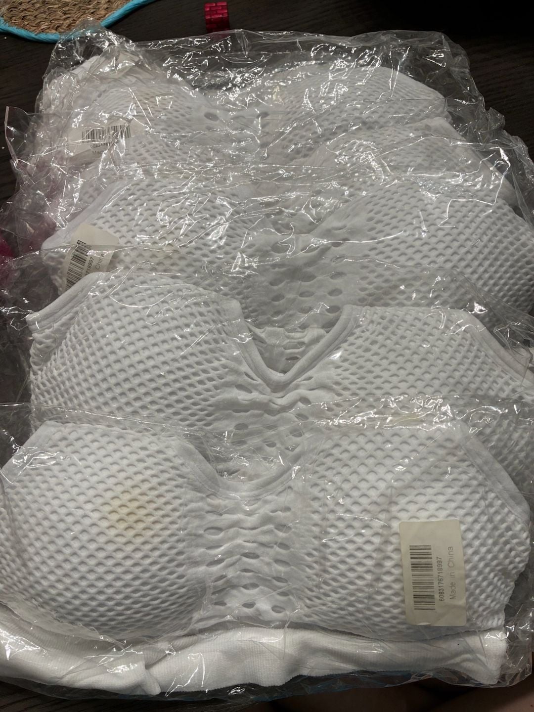 6 Women's Seamless White Mesh Bralette with Removable Pads Medium 2