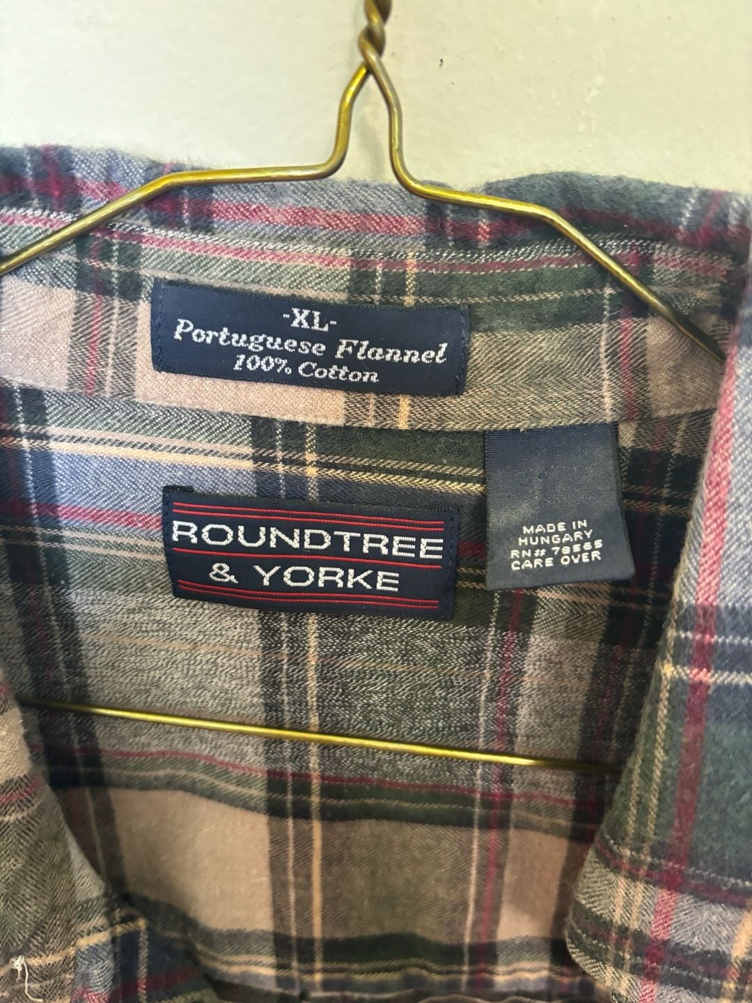 Roundtree & Yorke Men's XL Portuguese Flannel Plaid Button-Down Shirt 2