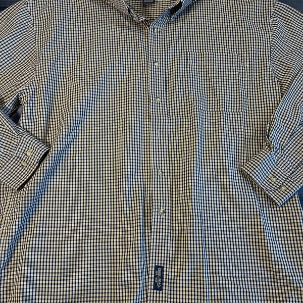 Duck Head Apparel Company Wrinkle Free L/S Button Down Shirt, Navy and Tan XL