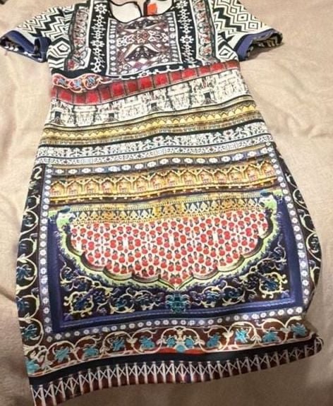 Clover Canyon Architectural Print Short Sleeve Neoprene Mini Dress 7
