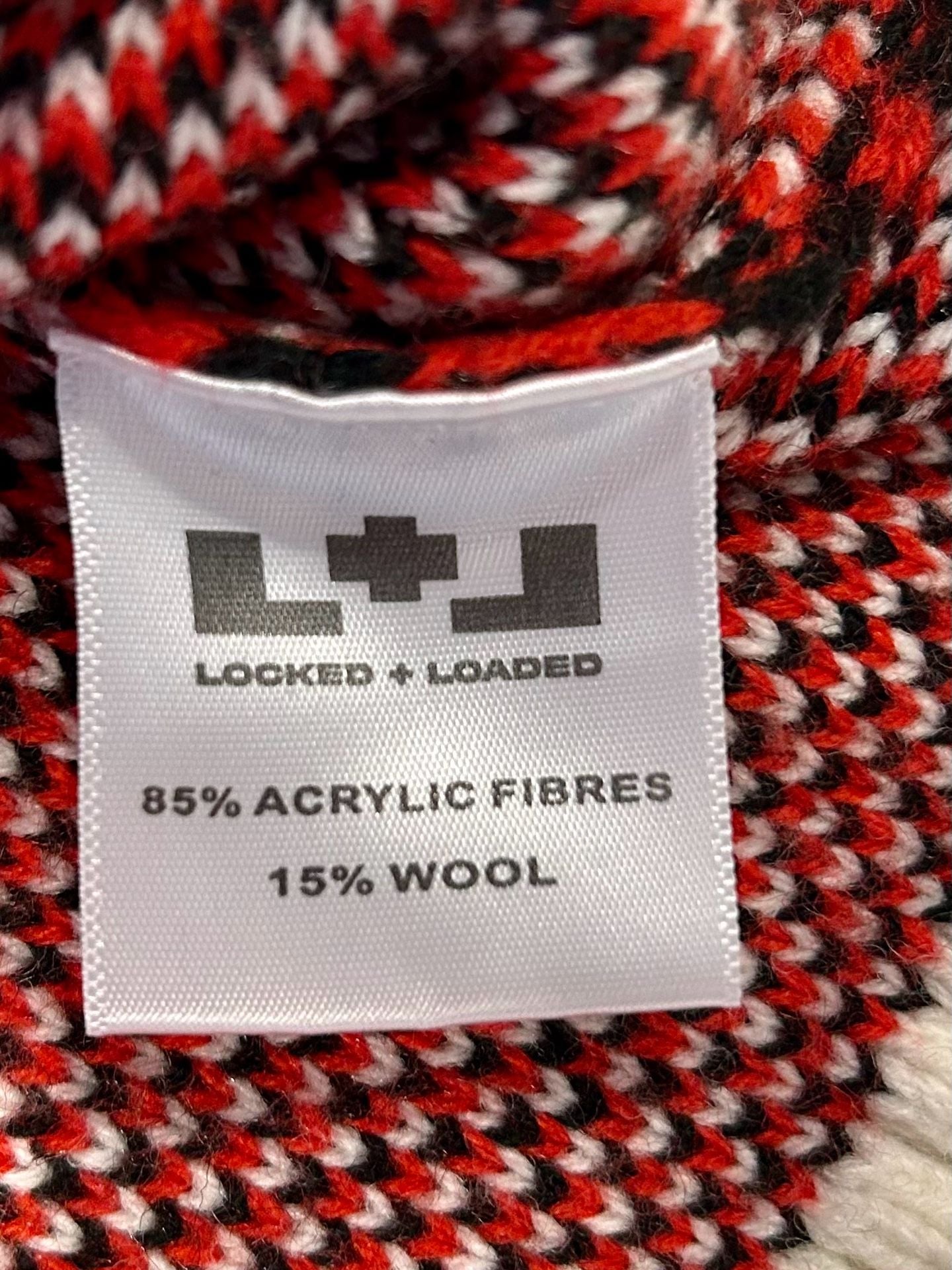Locked + Loaded Patchwork Graphic Knit Sweater | Men’s Medium | Streetwear 5