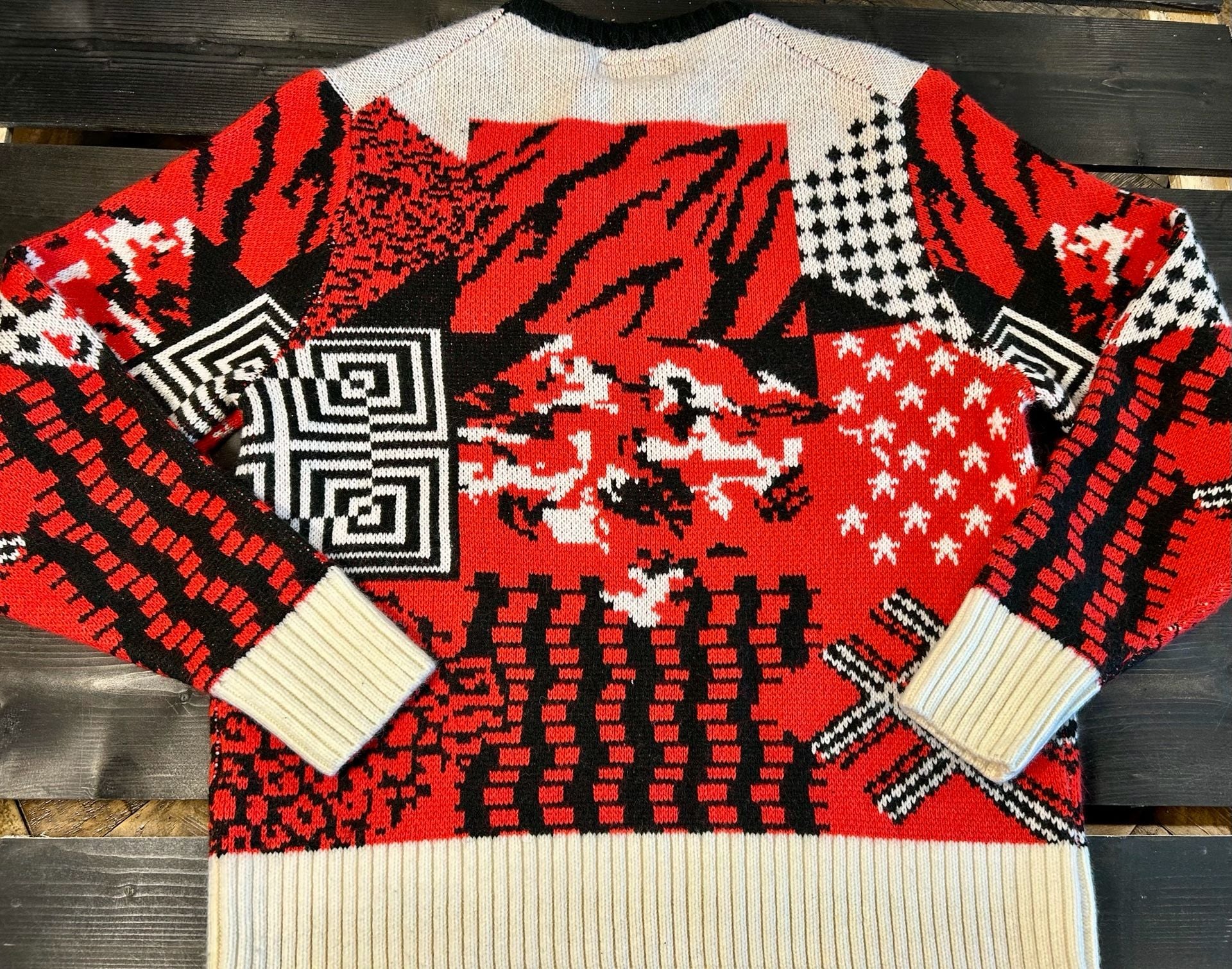 Locked + Loaded Patchwork Graphic Knit Sweater | Men’s Medium | Streetwear 7