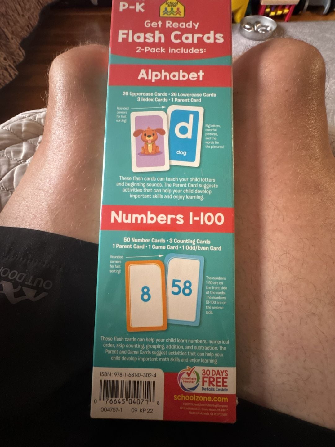 School Zone Get Ready Flash Cards 2-Pack Alphabet and Numbers 1-100 2