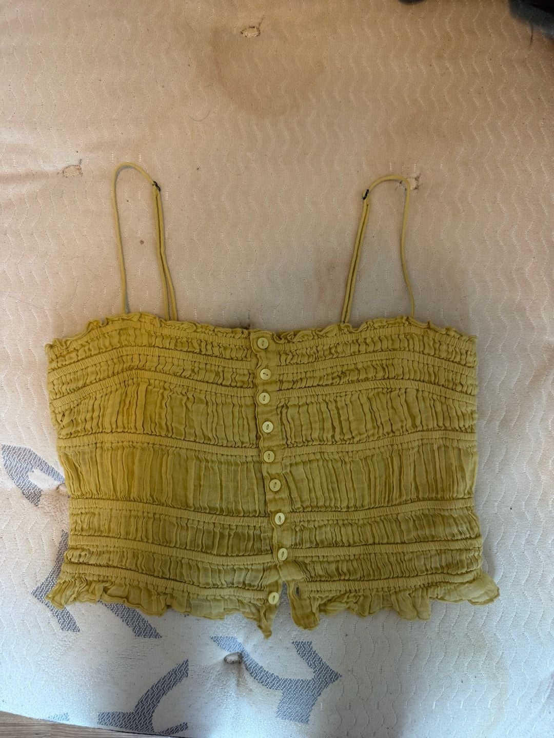 FP One Smocked Button-Front Crop Camisole Top 2