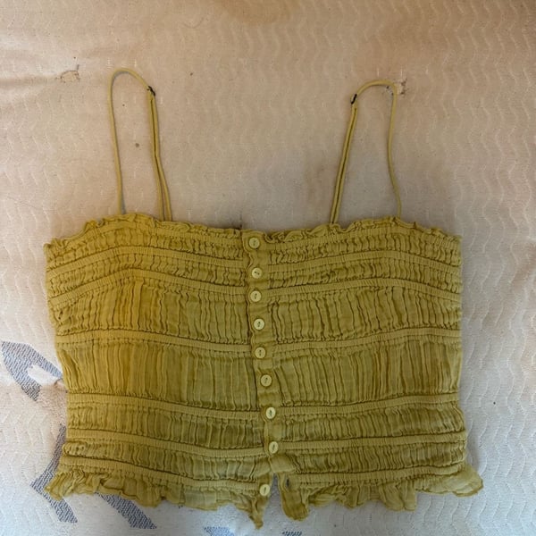 FP One Smocked Button-Front Crop Camisole Top